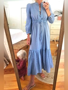 Emerson Fry Frances Dress Blue Swiss Dot